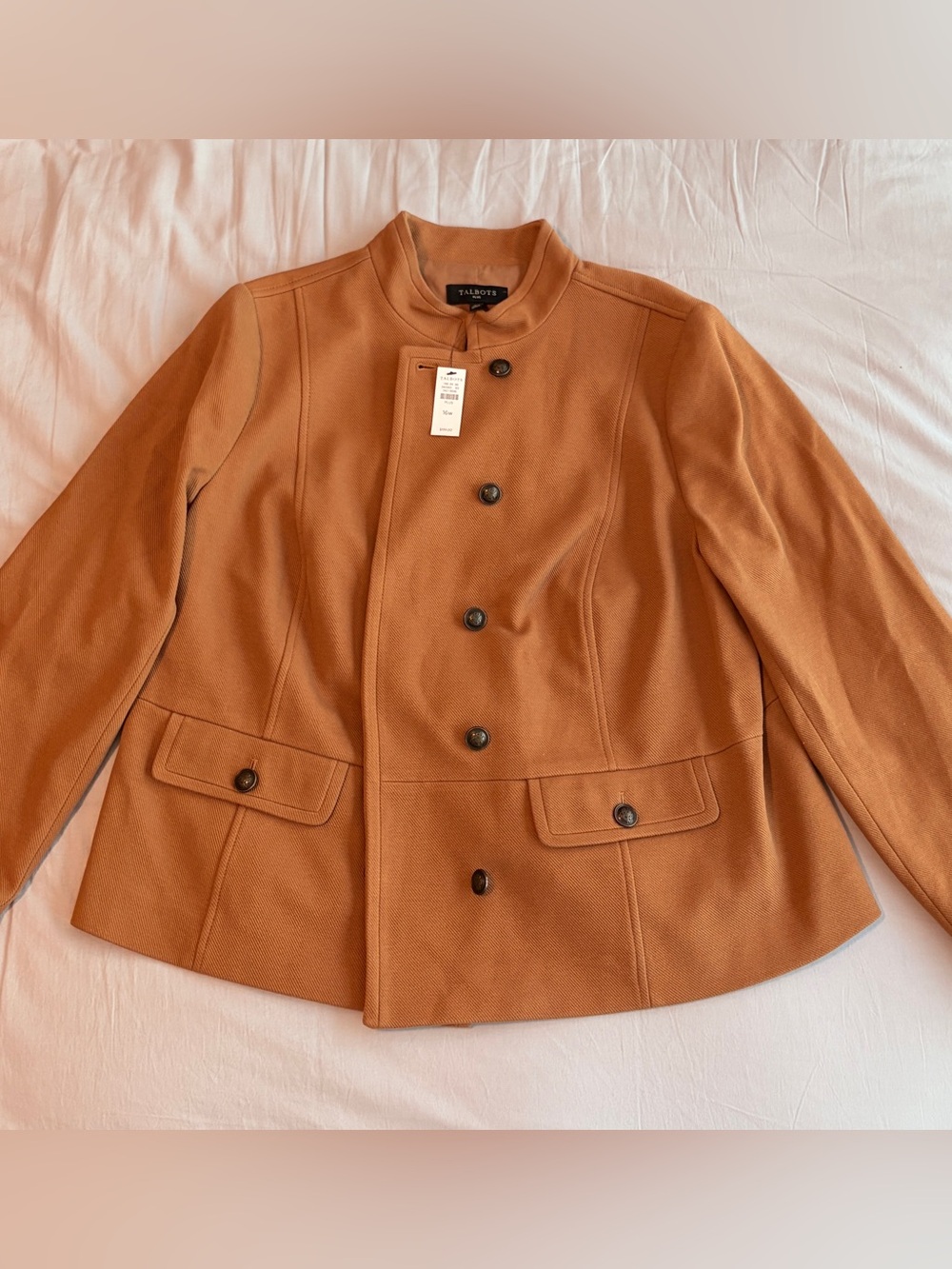 NWT Talbots Twill Knit Band Jacket Caramel Tan Color 16W - Picture 9 of 14